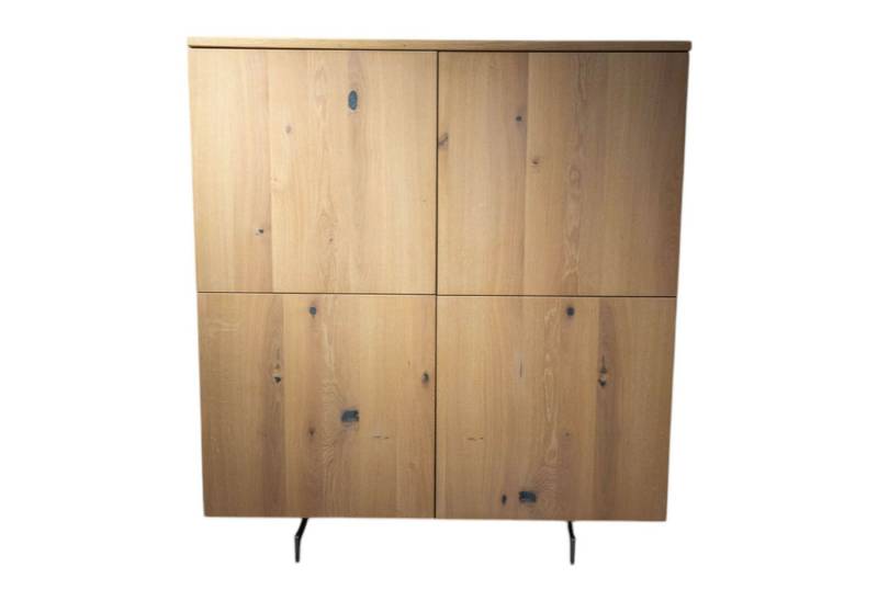 Team 7 Standvitrine Highboard Cubus Eiche Weßgeölt Gestell Bronze Matt Innenfach aus Glas von Team 7