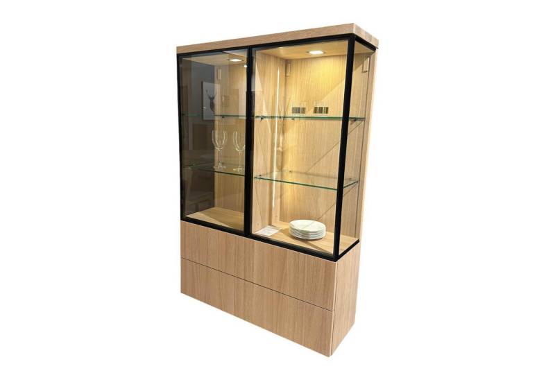 Team 7 Standvitrine Vitrine Cubus Eiche Weißöl mit Klarglas von Team 7