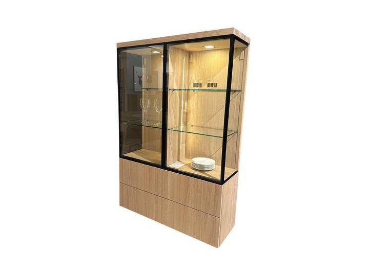 Team 7 Standvitrine Vitrine Cubus Eiche Weißöl mit Klarglas von Team-7
