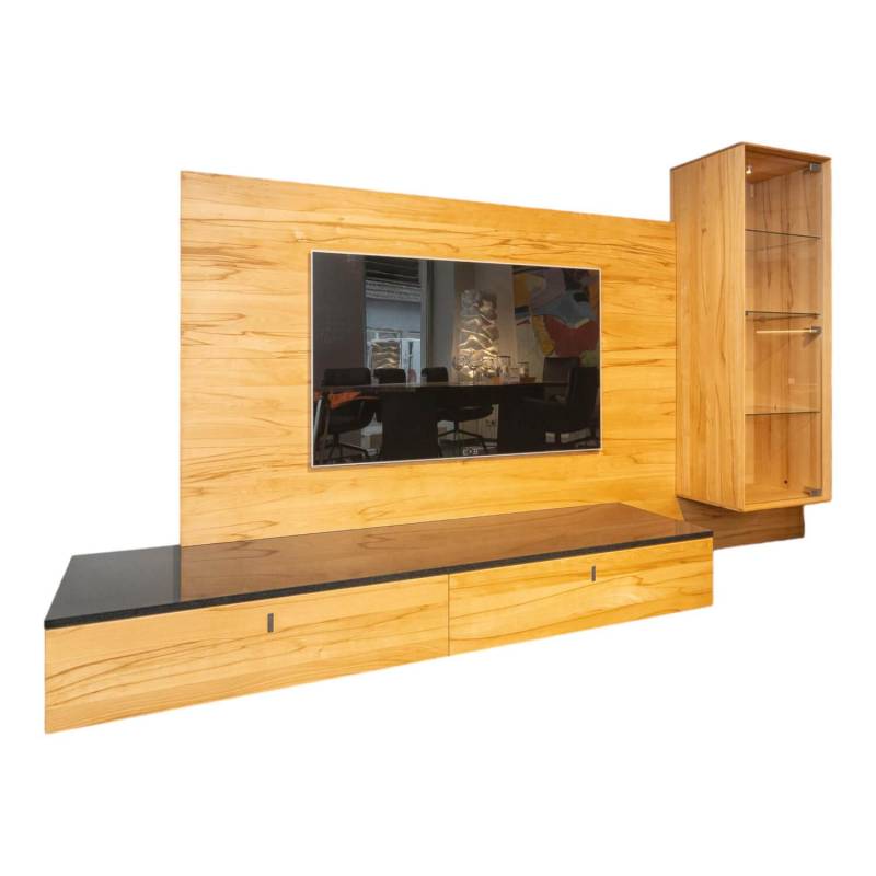 Wohnwand Cubus Vollholz Kernbuche Natur Geölt Inklusive Granit-Platte Und LED-Be... von Team 7
