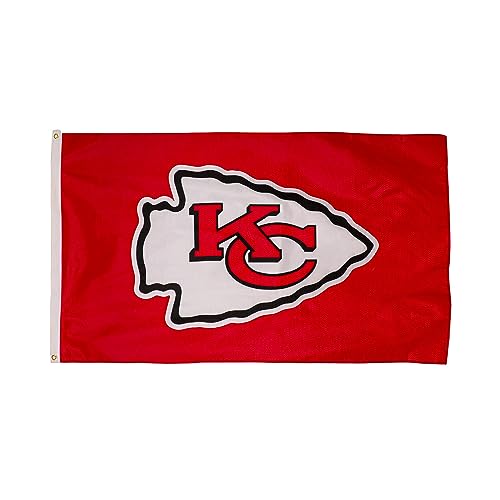 NFL Kansas City Chiefs Outdoor-Flagge mit ?sen, strapazierf?hige Flagge und Banner f?r den Au?enbereich, Garten, Terrasse, Innenwanddekoration, Flagge f?r Zimmer, funktioniert mit Fahnenmast f?r drau?en von Team Sports America