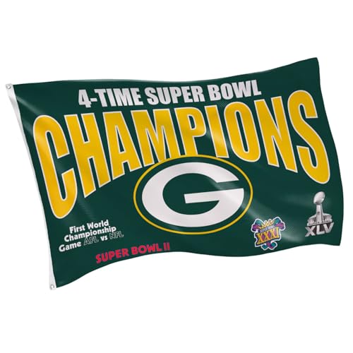 Team Sports America NFL Green Bay Packers Multi-Win Superbowl Champions 7,6 x 12,7 cm große Flagge für draußen mit Ösen, für drinnen und draußen, robuste Flagge und Banner, funktioniert mit Fahnenmast von Team Sports America