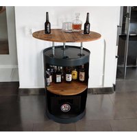 Fass Barrel Baril Schrank Industrie Étagère Holztisch Couchtisch Whisky Shelf Wood Coffetable Loop Tafel Plank Funiture Garten Bar Ölfass von TeamLoftdesign