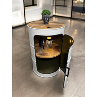 Fassbar Couchtisch Ölfass Barrel Whisky Shelf Coffeetable Handarbeit Nachttisch Stehtisch Bar Loftdesign Industrial Style Bar Cabinet Tonne von TeamLoftdesign
