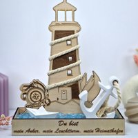 Maritime Deko Mit Leuchtturm Anker Boot - Geschenkidee „Ankerplatz" Sommerdeko Keraflott Gießlingen Maritimes Holzdekor von TeamRosaDesign