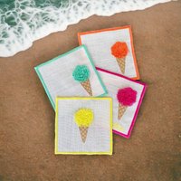 Eis Cocktail Servietten | Personalisiert Sommerliche Cocktailservietten Besticktes Flauschiges von Teamaison