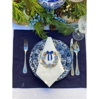 Exquisite Chinoiserie Weihnachtskranz Leinen Serviette - Weihnachtsferien Dekor-Besticktes Tuch Abendessen Serviette-Gastgeberin Geschenk Einzigartig Exquisite Chinoiserie Weihnachtskranz Leinen Serviette - Weihnachtsferien Dekor-Besticktes Tuch Abendessen Serviette-Gastgeberin Geschenk Einzigartig von Teamaison