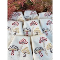 Pilz Bestickte Leinen Servietten - Herbst & Thanksgiving Tischdekoration Rustikales Esszimmer Hostessen Oder Einweihungsgeschenk von Teamaison