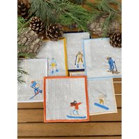 Skifahrer Bestickte Servietten-Set | Cocktail-Servietten Party Servietten Cocktailservietten Mit Wintermotiven Skifahrer Bestickte Servietten-Set | Cocktail-Servietten Party Servietten Cocktailservietten Mit Wintermotiven von Teamaison