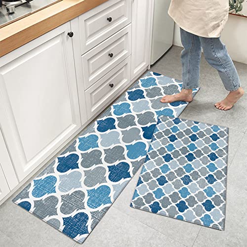 Küchenmatten für den Boden, blaue Marokko, geometrische Küchenteppiche, Küchenorganisation, 2 Stück, Küchendekoration, Läufer, Teppich, Anti-Ermüdungsmatten für Küchenboden, Küchenhelfer Küchenmatten für den Boden, blaue Marokko, geometrische Küchenteppiche, Küchenorganisation, 2 Stück, Küchendekoration, Läufer, Teppich, Anti-Ermüdungsmatten für Küchenboden, Küchenhelfer von Teamery
