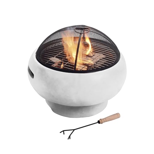 Peaktop - Feuerstelle für Brennholz für den Außenbereich, 53 cm, rund, Beton HR17501AB von Teamson Home