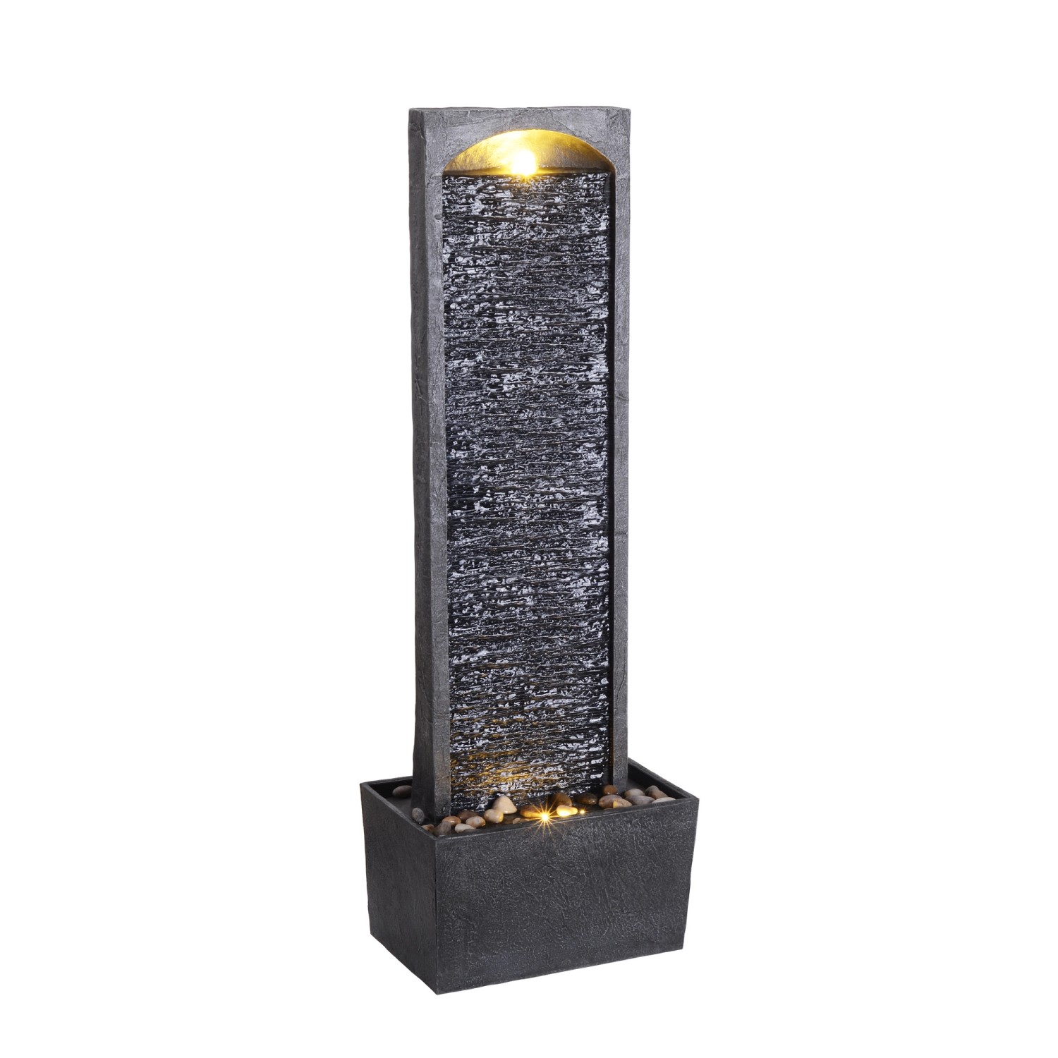 Teamson Home 98 cm Zeitgenössischer Led Wasserfall Brunnen Pebble Basis Grau von Teamson Home