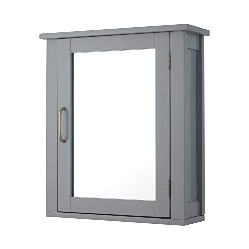 Teamson Home Badezimmermöbel aus Holz an der Wand verspiegelter Medizinschrank mit verstellbarem Regal Grau EHF-F0021 von Teamson Home