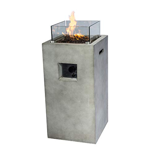 Peaktop - Feuerstelle für den Außenbereich, 41 cm, groß, viereckig, Beton, Propangas HF31701AA-EU von Teamson Home