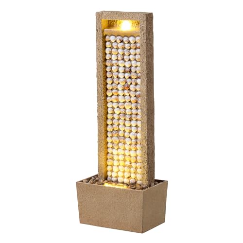 Teamson Home Garten Outdoor Brunnen Hoher Wasserfall mit warmen LED-Lichtern, Coastal Seashell Design, Robustes Polyresin, braunes Finish Teamson Home Garten Outdoor Brunnen Hoher Wasserfall mit warmen LED-Lichtern, Coastal Seashell Design, Robustes Polyresin, braunes Finish von Teamson Home