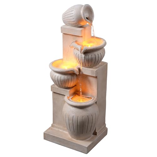 Teamson Home Garten Outdoor Brunnen Solar 4-stufiger Kaskaden-Schalenbrunnen mit LED-Lichtern, natürliche Steinoptik, umweltfreundliches Design Teamson Home Garten Outdoor Brunnen Solar 4-stufiger Kaskaden-Schalenbrunnen mit LED-Lichtern, natürliche Steinoptik, umweltfreundliches Design von Teamson Home