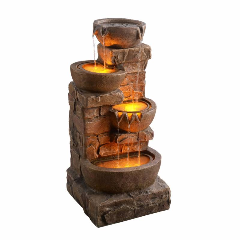 Teamson Home Kaskaden Schalen & Gestapelte Steine Led Wasserbrunnen Braun von Teamson Home