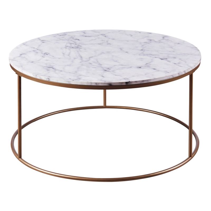 Teamson Home Marmo Großer Runder Couchtisch mit Marmorplatte Weiß Messing von Teamson Home