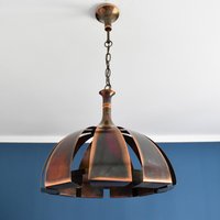 Vintage "Moonscape' Kupfer Deckenlampe Im Werner Schou Stil/Mid Century Beleuchtung 70Er Jahre Vintage "Moonscape' Kupfer Deckenlampe Im Werner Schou Stil/Mid Century Beleuchtung 70Er Jahre von TeazzzVintageShop