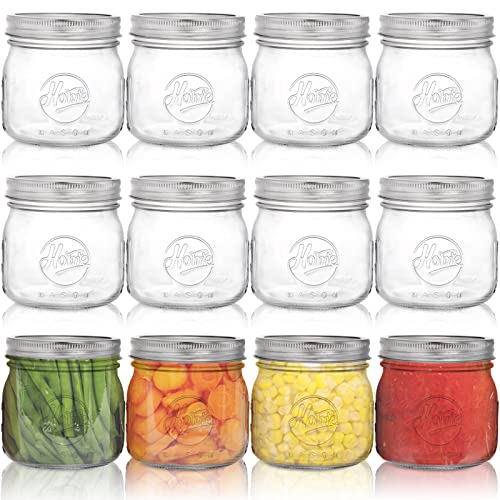 Tebery 12 Stück Einmachgläser mit breiter Öffnung und luftdichten Deckeln und Bändern, 473 ml Einmachgläser zum Einmachen, Gären, Einlegen, Dekorieren Tebery 12 Stück Einmachgläser mit breiter Öffnung und luftdichten Deckeln und Bändern, 473 ml Einmachgläser zum Einmachen, Gären, Einlegen, Dekorieren von Tebery