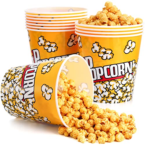 Tebery 12 Stück Popcorn-Behälter aus Kunststoff, wiederverwendbar, Popcorn-Eimer, für Filmabende, 17,8 x 17,8 cm von Tebery