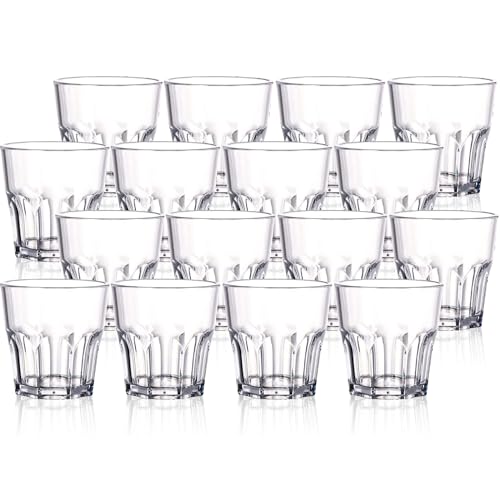 Tebery 16 Stück 250ml Wassergläser Kunststoff, 8oz Whiskey Gläser transparent, Kunststoff Cocktailgläser, wiederverwendbare rinkgläser Set, für Hochzeit Geburtstag Feier von Tebery
