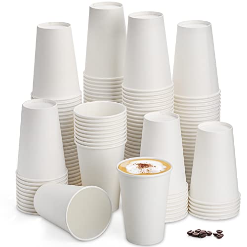 Tebery 200 Stück 360ml Einwegbecher Kaffeebecher Hochwertiger Hitzebeständiger 12oz Coffee-To-Go Papier Tassen Edles Design Papierbecher Für Cappuccino Latte Macchiato Milchkaffee von Tebery