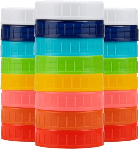 Tebery 24 Stück 86mm Kunststoff WIDE MOUTH Mason Jar Deckel mit Silikon Ringe, Lebensmittelqualität farbige Lagerung Kappen für Mason/Einmachgläser Tebery 24 Stück 86mm Kunststoff WIDE MOUTH Mason Jar Deckel mit Silikon Ringe, Lebensmittelqualität farbige Lagerung Kappen für Mason/Einmachgläser von Tebery
