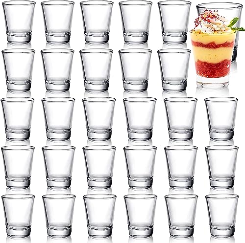 Tebery 30 Stück 6cl Schnapsgläser aus Glas, 2 oz Tequila Shotgläser Set mit schwerem Boden, Transparent, Rund Kognakgläser, Shotgläser Set für Tequila Wodka von Tebery