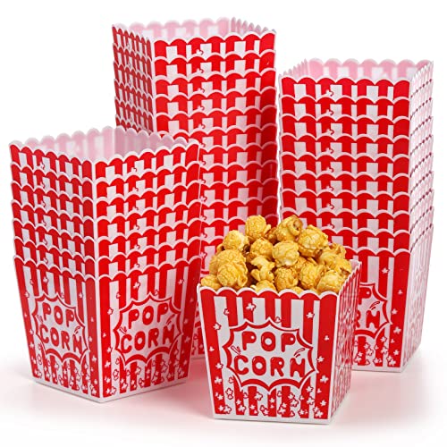 Tebery 30 Stück wiederverwendbare Popcorn-Boxen für Partys, Kunststoff, offene Popcorn-Behälter, Eimer, Karneval, Zirkus-Party, Popcorn-Schale – 9,5 cm hoch x 9,5 cm quadratisch von Tebery