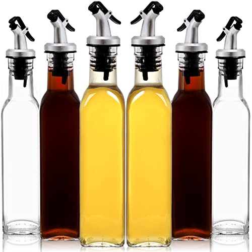 Tebery 6 Stück 250ml Öl Flaschen Essig Flasche, Essig und Ölflaschen Set mit Ausgießern, Olivenöl Ölspender aus Glas, Dispenser Essigspender für Öl, BBQ, kochen von Tebery