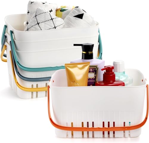 Tebery 4 Stück tragbare Dusche Caddy Tüten für College Dorm Badezimmer Essentials, Kunststoff-Speicher-Körbe mit Griffen für Küche Organisation von Tebery