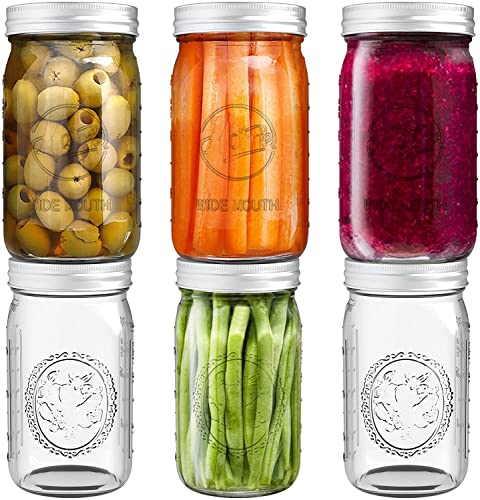 Tebery 6 Stück 32oz Einmachgläser mit Deckel, Vorratsgläser eckig Einmachglas Einweckgläser Fermentierglas für Heimküche DIY Einkochen und Einlegen,960ML von Tebery