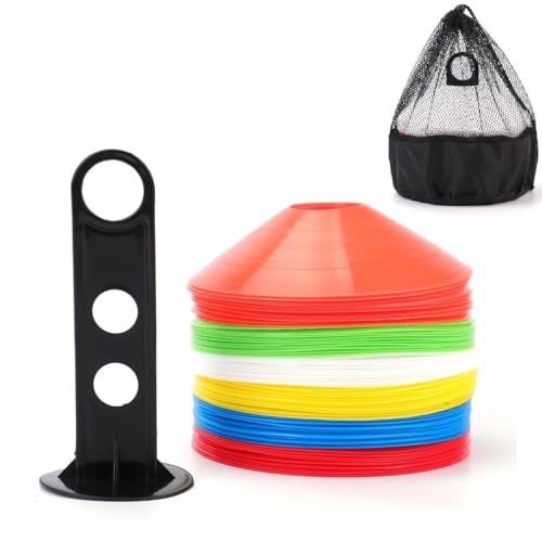Tebery 60 Stück Markierungshütchen inklusive Halter und Tasche, Sport Fussball Hütchen Set, Markierungsteller für das Training im Fussball, Hockey, Handball Tebery 60 Stück Markierungshütchen inklusive Halter und Tasche, Sport Fussball Hütchen Set, Markierungsteller für das Training im Fussball, Hockey, Handball von Tebery
