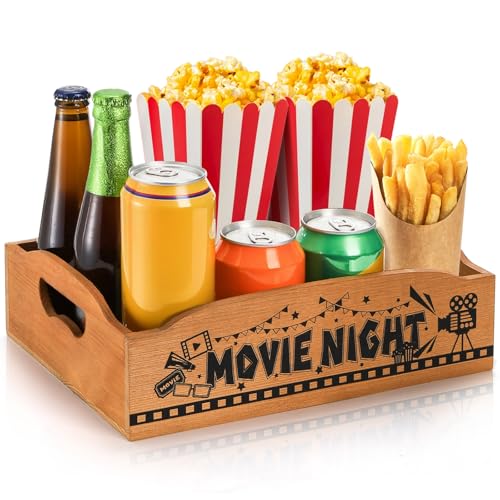 Tebery Snack-Tablett mit Griff, Holz-Snack-Popcornkorb, wiederverwendbar, für die Arbeitsplatte, Snack-Halter, Organizer, stabiles Filmspiel-Nachtzubehör für Familienabend Tebery Snack-Tablett mit Griff, Holz-Snack-Popcornkorb, wiederverwendbar, für die Arbeitsplatte, Snack-Halter, Organizer, stabiles Filmspiel-Nachtzubehör für Familienabend von Tebery