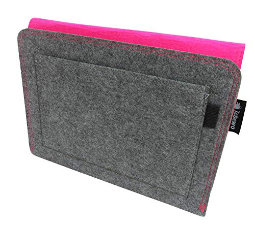 Tebewo Bett-Organizer aus Filz | stabile Bett-Ablage | Hängeregal für Bettkasten | Bett-Tasche zur Aufbewahrung von Büchern, Fernbedienung und mehr (Magenta/dunkelgrau, 27cm x 22cm x 2cm) von Tebewo