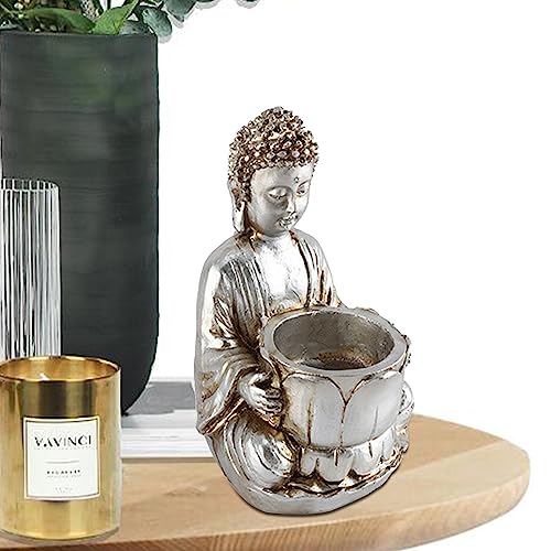 Buddha-Statue Kerzenhalter - Teelichthalter aus Kunstharz, Gebets-Votivkerzenhalter - Meditierender Kerzenhalter aus Kunstharz für Zuhause, Garten, Büros Tebinzi von Tebinzi