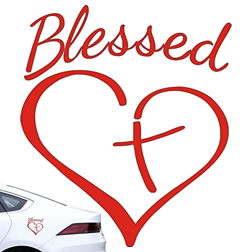 Tebinzi Jesus-Kreuz-Aufkleber für Auto | Kreuz-Herz-Aufkleber für Auto, christlicher Aufkleber | Hochwertige PET-Kreuz-Herz-Aufkleber für Autofenster, Wände, Laptops von Tebinzi