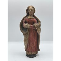 Antike Madonna Holz Figur von TebotiTreasures