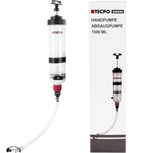 TECPO Handpumpe 1500 mL Motor Öl Getriebeöl Kühlerfrostschutz Hinterachsöl Absaugpumpe Umfüll Pumpe Ölabsaugpumpe Öl absaugen einfüllen von TECPO
