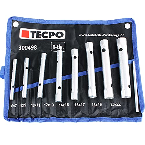 TECPO Rohr Steckschlüssel Satz Rohrschlüssel Set Werkzeug Schlüssel, 6x7-20x22 mm, 8-tlg. von TECPO