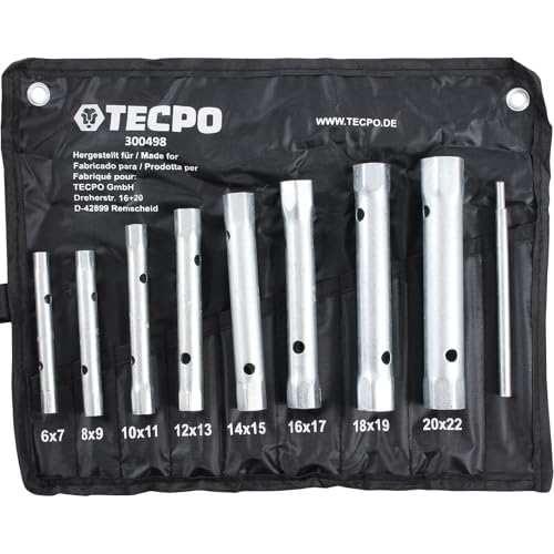 TECPO Rohr Steckschlüssel Satz Rohrschlüssel Set Werkzeug Schlüssel, 6x7-20x22 mm, 8-tlg. von TECPO