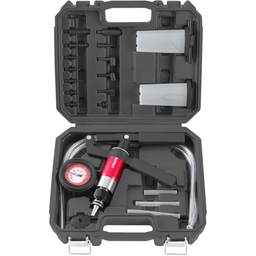 TECPO Unterdruck Vakuumpumpe Druckpumpen Satz Prüfgerät Vakuumtester KFZ Auto Bremsenentlüftungsgerät Set Druckprüfer Entlüftung Vakuum Handpumpe Kit von TECPO