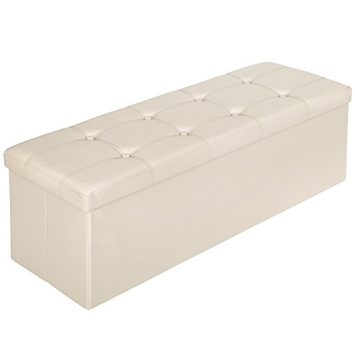 tectake 110x38x38 cm Faltbarer Sitzhocker Aufbewahrungsbox Sitzwürfel mit Stauraum - Diverse Farben - (Beige | Nr. 401824) von tectake