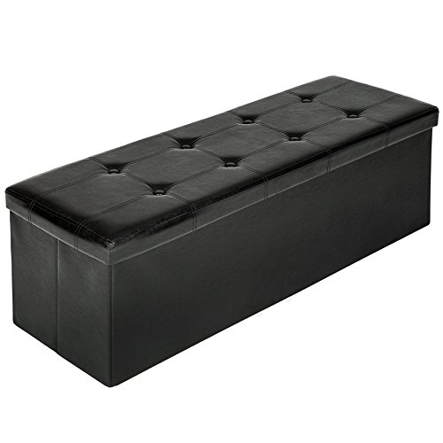 tectake 110x38x38 cm Faltbarer Sitzhocker Aufbewahrungsbox Sitzwürfel mit Stauraum - Diverse Farben - (Schwarz | Nr. 401822) von tectake