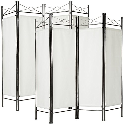 TecTake 2X Raumteiler Trennwand Paravent spanische Wand 4tlg | 180x160cm - Diverse Farben und Mengen - (2X Weiß | Nr. 401830) von tectake