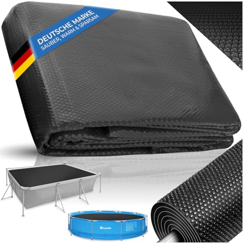 tectake® Poolabdeckung rechteckig, Solarplane Pool rechteckig, Poolzubehör Abdeckplane für Aufstellpool, Pool Garten, Pool Abdeckung mit Noppenfolie als Solar Poolheizung - 5x10 m von tectake