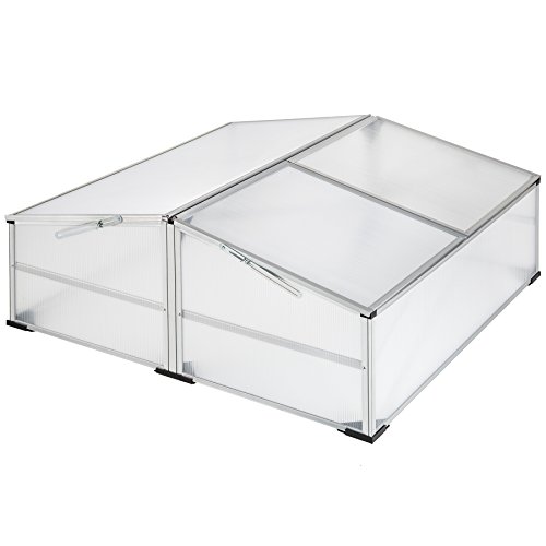 tectake® Frühbeet, Frühbeetaufsatz, Frühbeetkasten, Anzuchtkasten für Hochbeet, Blumenkasten, Anzucht Gewächshaus, Hochbeet Abdeckung, Pflanzkasten Minigewächshaus - 102 x 102 x 41 / 31 cm von tectake