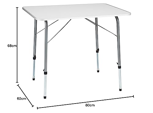 tectake® Campingtisch, Gartentisch klappbar, Klapptisch höhenverstellbar, verstellbare Teleskopbeine, Aluminium Kantenschutz, 80 x 60 x 68 cm, für Garten Terrasse Balkon Camping Picknick von tectake