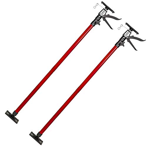 tectake Deckenstütze Montagestütze mit je 30 kg Tragkraft mit Blitzspanner 115 bis max. 290 cm - Diverse Modelle - (2er Set Rot | Nr. 402399) von tectake